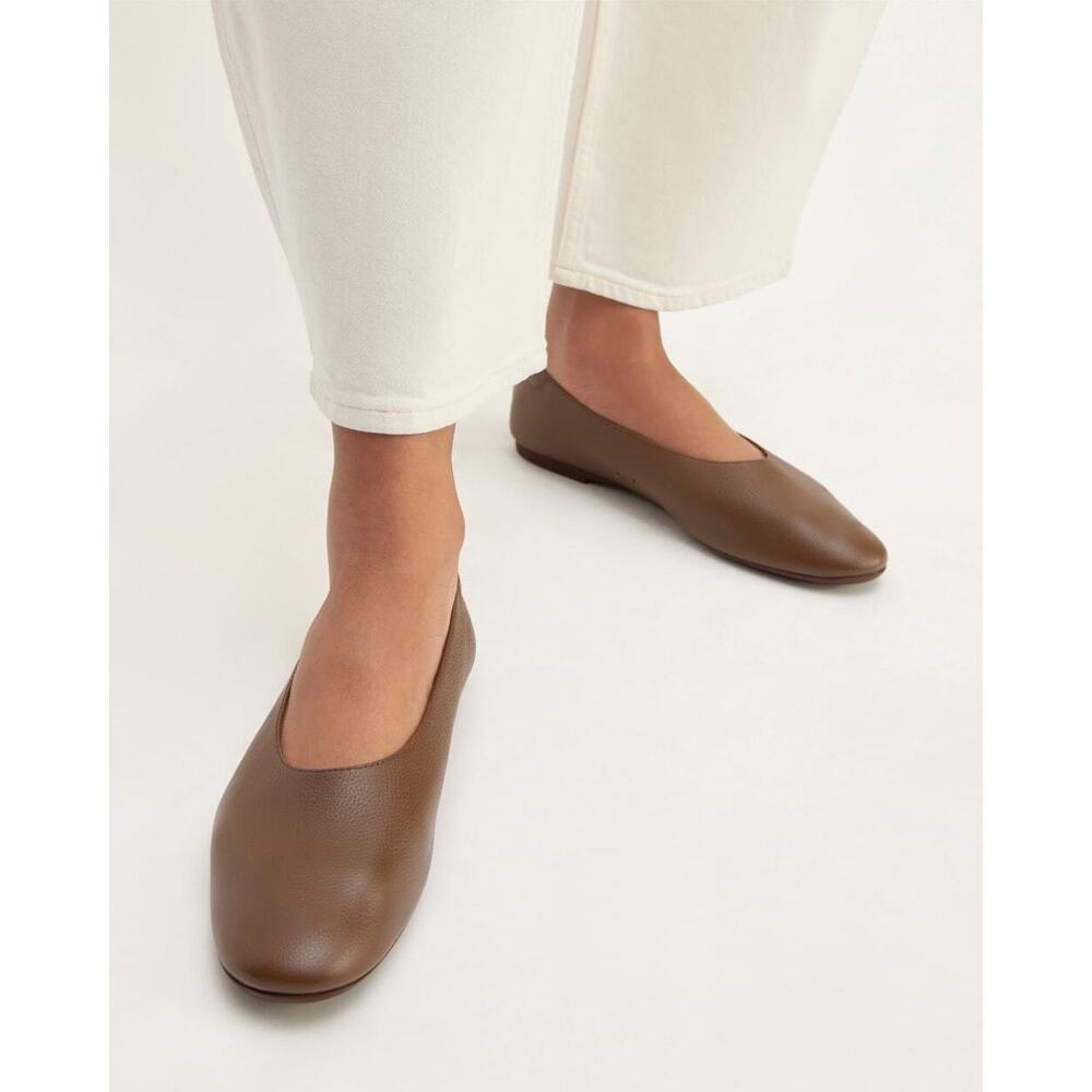 NIB Everlane Women's Day Glove Ballet Flat in Cocoa Brown, Size 7.5, Leather - Picture 3 of 8